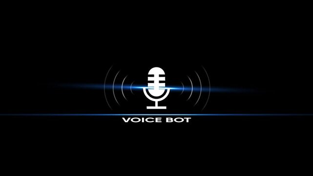 Voice bot concept animation with pulsing microphone and digital sound waves for artificial intelligence and virtual assistant technology