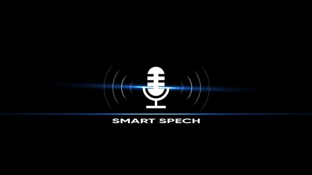 Smart speech technology animation with pulsing sound waves and blue lens flare effect artificial intelligence