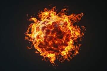 Fototapeta premium Volcanic Fury the fireball represents an eruption of volcanic fury, with flames swirling around a fiery sphere that seems to contain the destructive power of the earth itself.