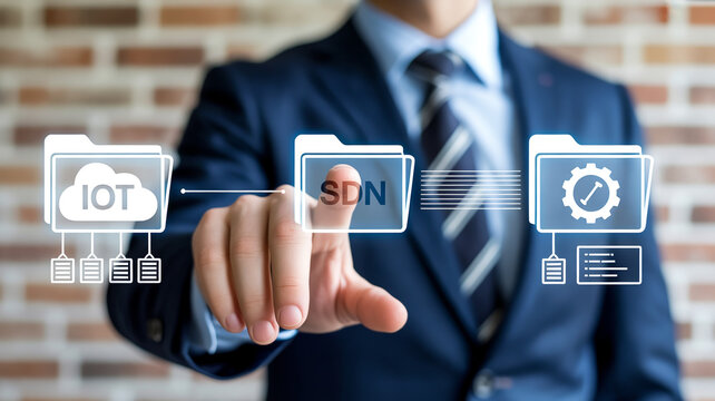 Businessman interacting with virtual sdn