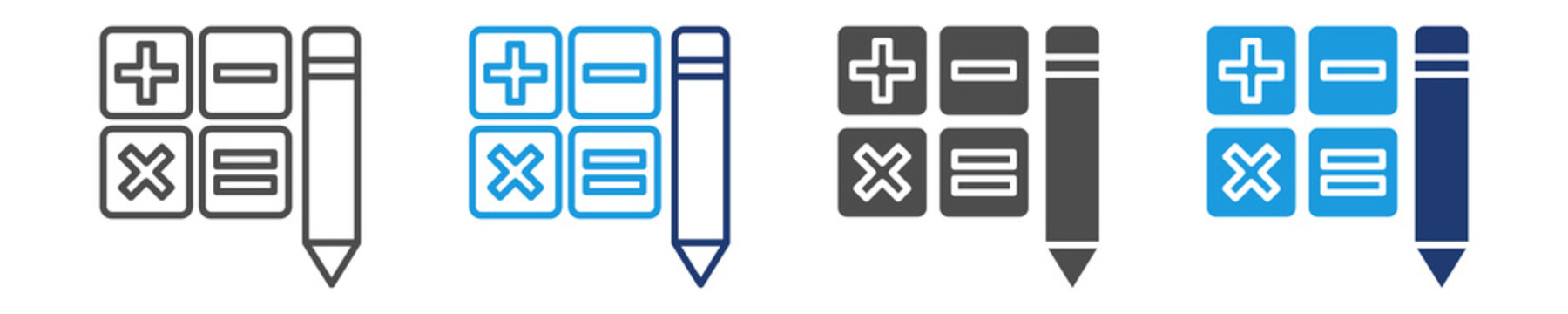 mathematics icon set multiple style