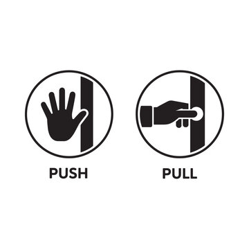 push pull icons on white background hand