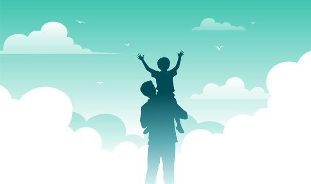 Father and Child Warm Family Moment Silhouette Illustration