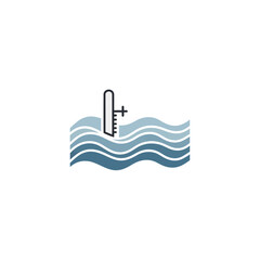 Obraz premium Illustration of a thermometer in wavy water, symbolizing temperature measurement in aquatic environments or climate change
