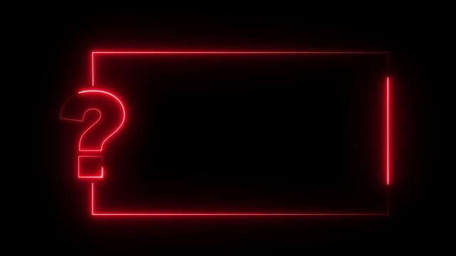 Question mark neon sign light on black background with copy space for faq and quiz. red neon question mark frame for quizzes and FAQs.