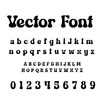 Funky Bubble Letter Font and Numbers Vector Design