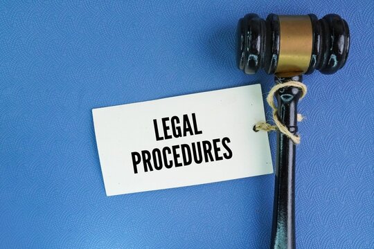 Hammer the judge and tag the paper with the word legal procedures. established rules and methods used to carry out legal actions&mdash;such as civil lawsuits or criminal prosecutions.
