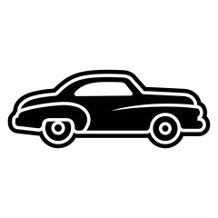 Fototapeta premium Classic Vintage Muscle Car Black and White Silhouette Vector Icon Isolated on White Background