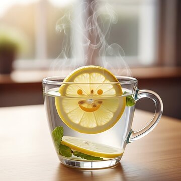 Refreshing lemonade with mint and ice in glass.
