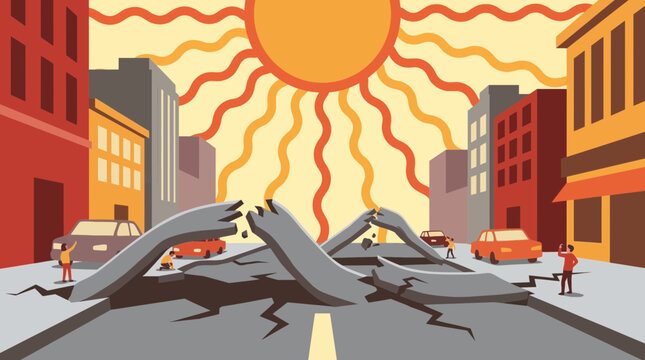Heatwave Causing Pavement to Buckle in City