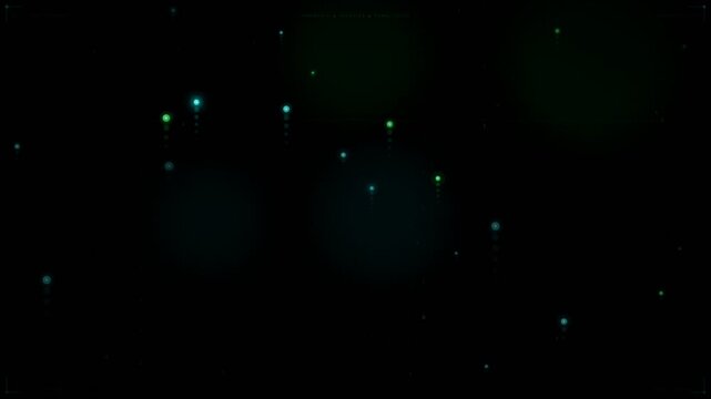 Cyber Data Flow Binary digits and glowing particles rising upward on black background, digital data flow, abstract technology and cyberspace motion graphic overlay