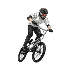 Naklejka premium Pixel Art Illustration Of A BMX Cyclist Performing A Stunt In Mid Air Isolated On Transparent Background