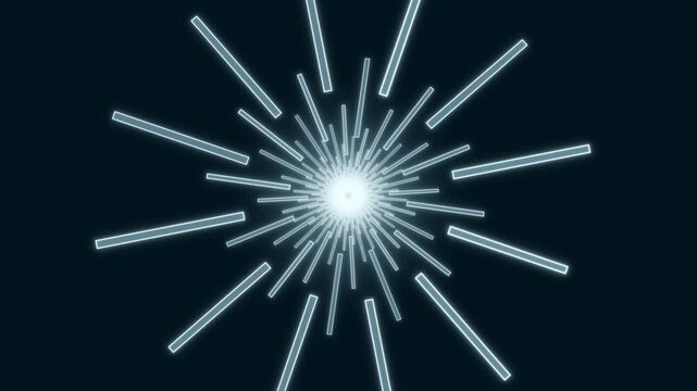 Futuristic neon line tunnel with glowing blue light rays