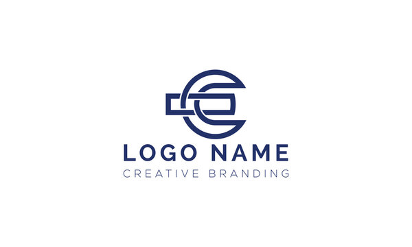 Minimalist letter e circular interlocking line logo with circular, interlocking
