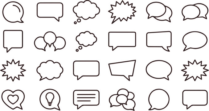 Speech Bubble and Chat Message Icon Collection with Communication Dialogue Comment and Conversation SymbolsSpeech Bubble and Chat Message Icon
