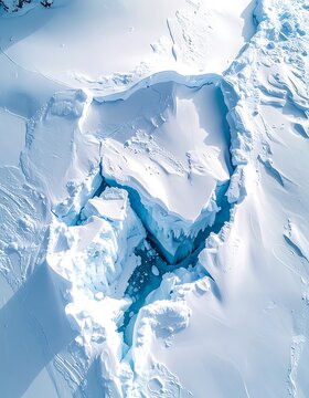 Aerial View of Cracked Ice Surface.