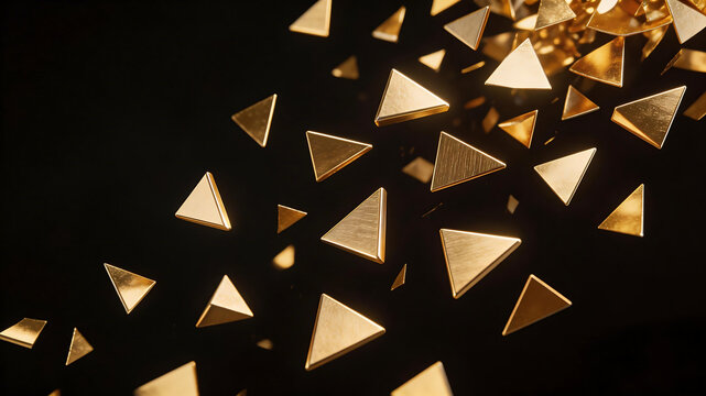 Golden triangles on black background symbolizing the limitless potential of digital design