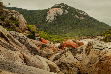 Granite boulders on coastal beach wilderness exploration © Sam