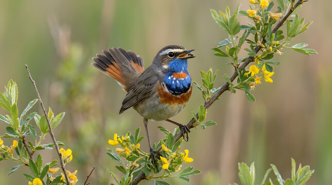 Bluethroat bird chirping