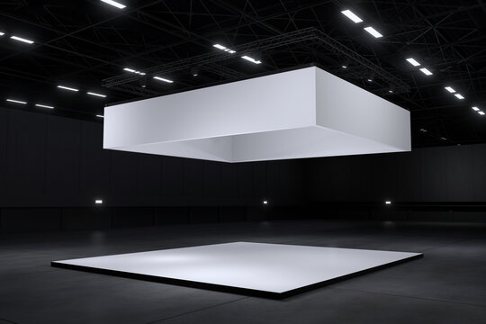 Exhibition stand for mockup and Corporate identity,Display design.Empty booth Design.Retail booth elements in Exhibition hall.booth Design trade show.Blank Booth system of Graphic Resources.3d render.