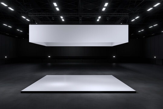 Exhibition stand for mockup and Corporate identity,Display design.Empty booth Design.Retail booth elements in Exhibition hall.booth Design trade show.Blank Booth system of Graphic Resources.3d render.