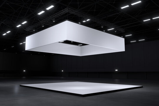 Exhibition stand for mockup and Corporate identity,Display design.Empty booth Design.Retail booth elements in Exhibition hall.booth Design trade show.Blank Booth system of Graphic Resources.3d render.