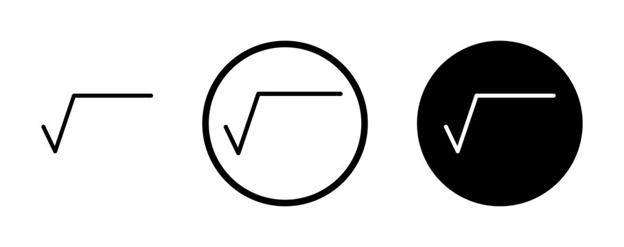 Square root icon filled flat and line versions