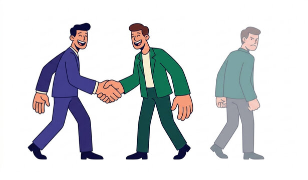 Conceptual illustration of jealousy and emotional contrast in human relationships vector