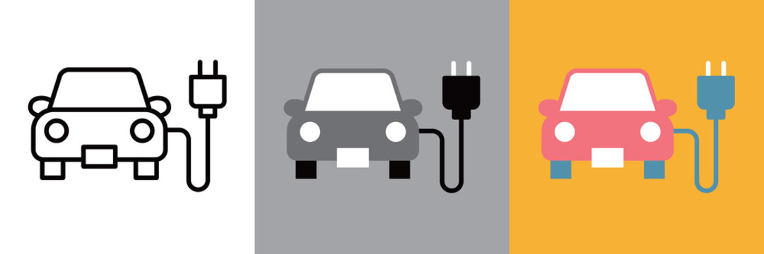 電気自動車のシンプルなベクターアイコン