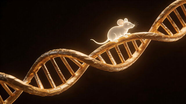 Mouse on DNA helix emphasizing compassionate care and recovery