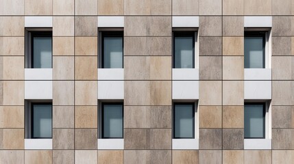 Obraz premium Modern Architectural Facade with Windows and Stone Tiles