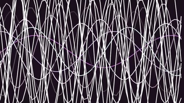 Abstract black and white lines on dark background