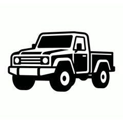 Fototapeta premium Pickup Truck Silhouette Vector Icon Black and White Isolated on White Background for Automotive Branding