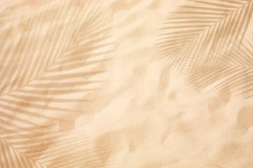 Selective focus of summer and holiday  backgrounds concepts with closeup clean sand beach and shadow coconut leaf © hakinmhan