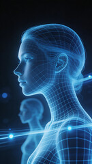 Naklejka premium Digital wireframe human figure perfect for UI/UX design and motion graphics