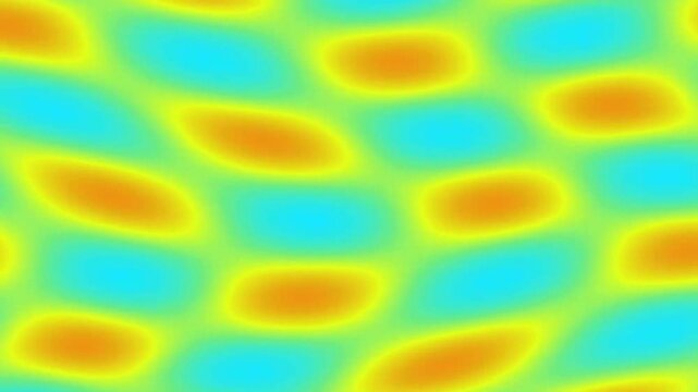Abstract pattern of glowing yellow green oval shapes on a bright cyan background