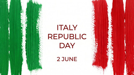 Italy republic day celebration background with green and red paint brush strokes isolated on white background