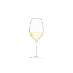 Fototapeta premium 手描き水彩の白ワイングラス（ヨーロピアンドリンクイラスト） / Hand-painted watercolor white wine glass, European drink illustration