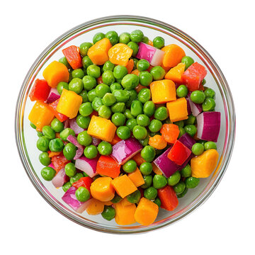 A bowl of peas mixed into a vegetable stir-fry. full length isolate on transparent background