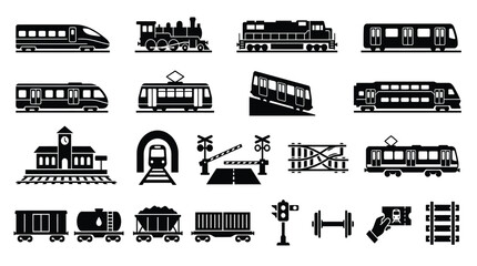 Obraz premium Train icons display rail transport.
