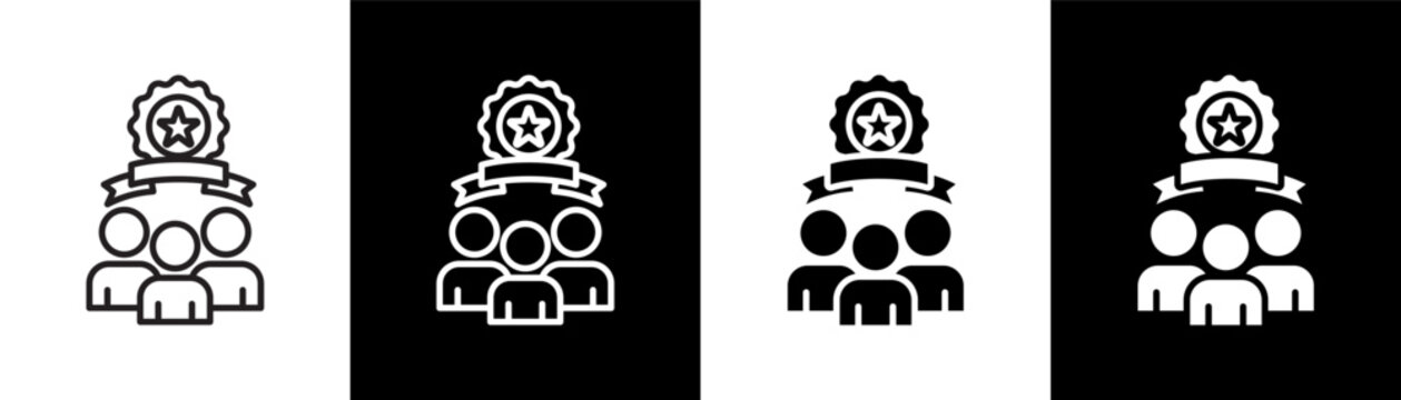 loyal customer white icon set design