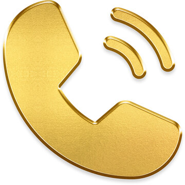Glossy gold phone call symbol with gradient finish shiny badge