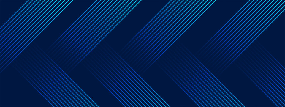 Blue background with overlapping blue gradient lines. Modern geometric technology texture for banner, presentation, cover. Vector abstract diagonal stripes backdrop.