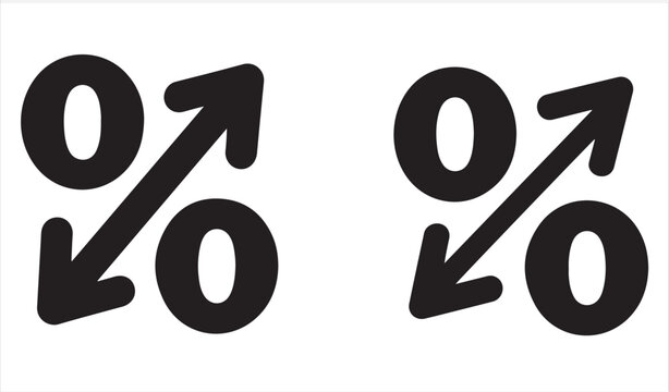 Percentage Symbols with Upward and Downward Arrows for Growth and Decline