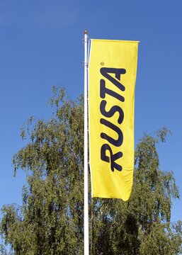 Stockholm, Sweden - May 31: Flag at Rusta. Rusta is a Swedish retail company, offering home and leisure products