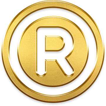 Elegant golden trademark registered icon on circular badge element