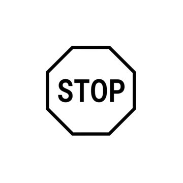 Stop Sign Graphic: A simple, stark graphic of a black and white stop sign with the word STOP in bold capital letters, symbolizing a directive to halt.
