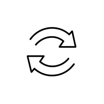Circular Arrows Symbol: A simple black line drawing representing two circular arrows in opposite directions, symbolizing refresh, reload, or synchronization.