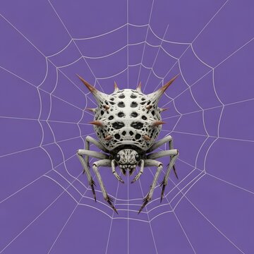 Spiny orb weaver spider on web a detailed macro shot