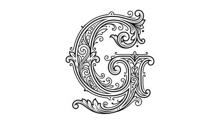 Fototapeta premium Elegant Vintage Letter G Monogram, Ornate Flourish Alphabet Design